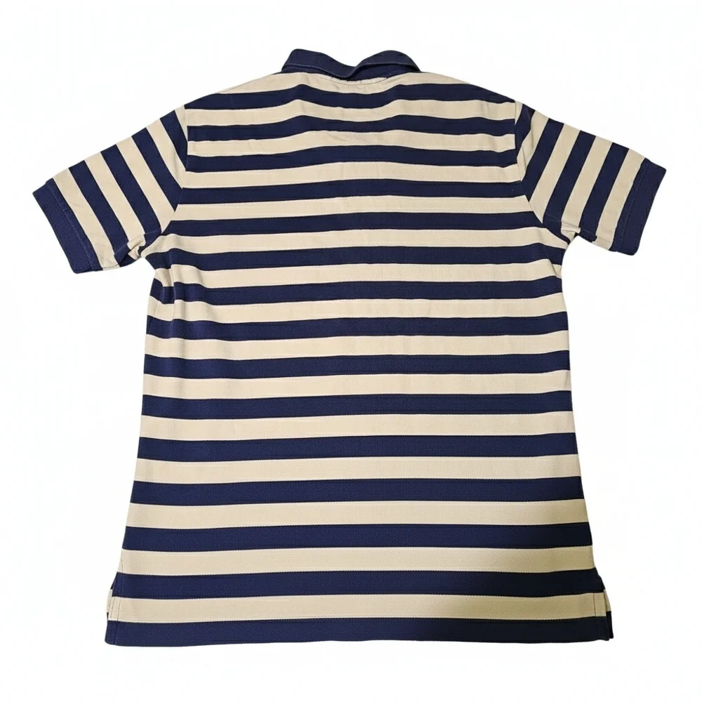Polo Ralph Lauren Striped Piqué Polo Shirt - XL - Blue/White with Yellow Pony
